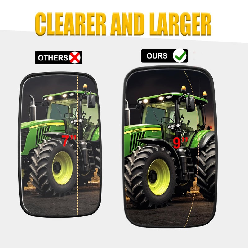 Ourbest Heavy Equipment Truck Mirrors Forklifts Rearview Mirror  Loader Mirr-ors  Compatible with Plow Excavator Dump truck Lorry Rear or Side View Reversing Mirrors 9x5inch (2Pcs) - Image 4
